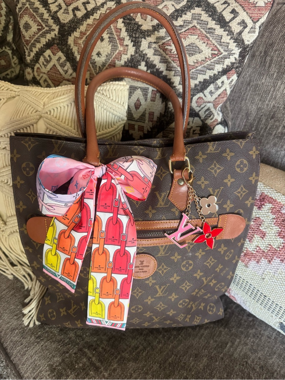 Rare Vintage Sac Plat Brown Monogram Tote🏖️